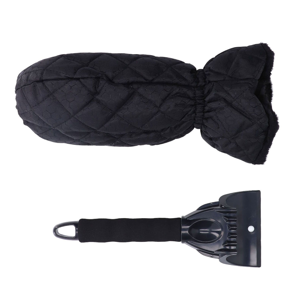 Waterproof Ice Scraper Mitt 2 in 1 Design Elastic Band Design Easy to Hold Convenient Cold Proof Car Snow Scraper GloveBlack