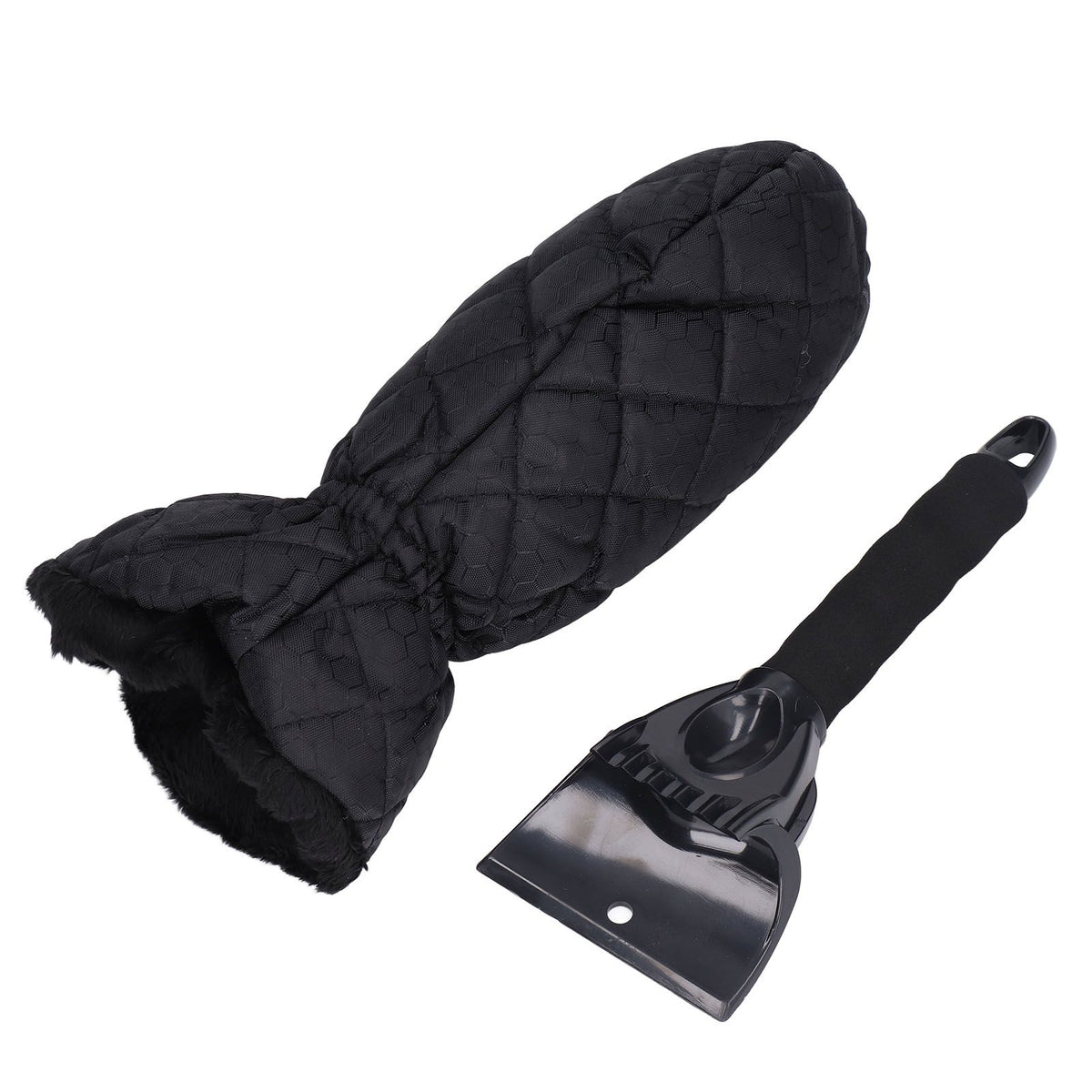 Waterproof Ice Scraper Mitt 2 in 1 Design Elastic Band Design Easy to Hold Convenient Cold Proof Car Snow Scraper GloveBlack