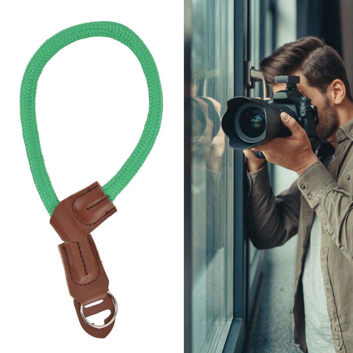 Adjustable Camera Hand Wrist Strap for Nikon Digital SLR Camera Quick Release Hand RopeGreen