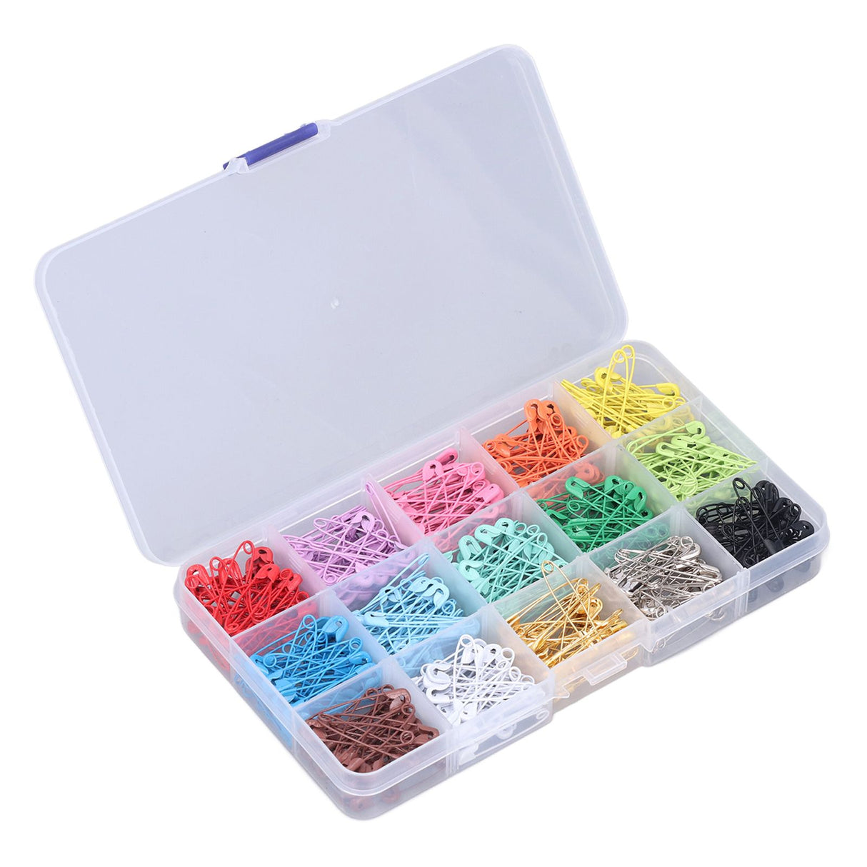 Safety Pins DIY Making Reliable Locking Design Glossy Bright Small Compact Sewing Accessories for Art Project15 Colors 450 Pcs/Box