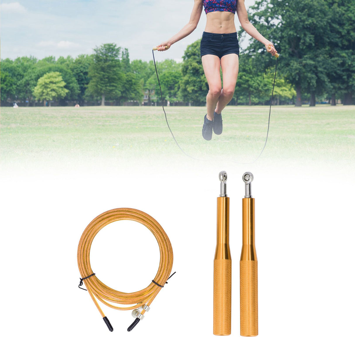 Skipping Rope Strong Durable Adjustable Flexible Reliable Professional Convenient Exercise Supplies for Indoor OutdoorAluminum Alloy Gold