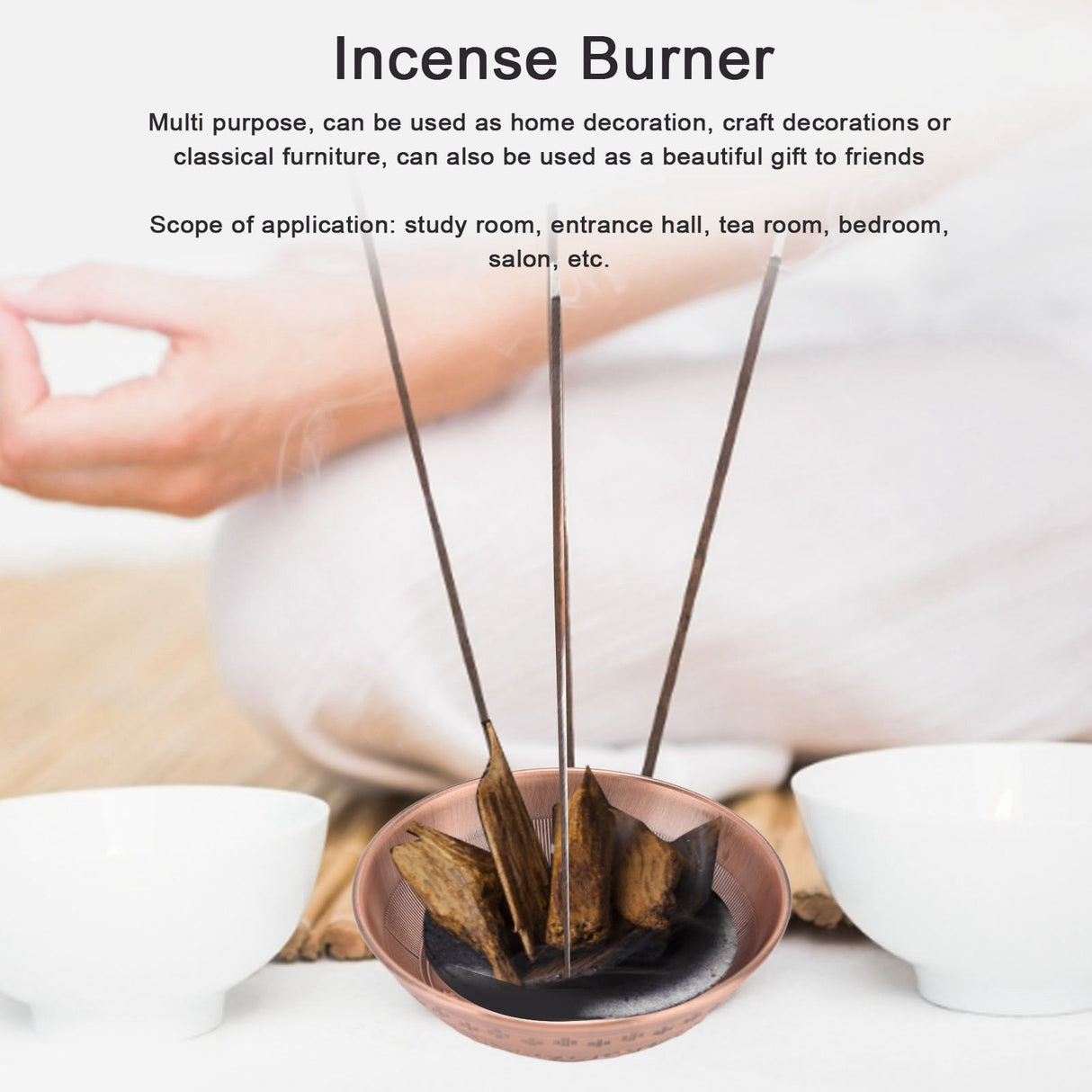 Retro Home Incense Burner Copper Alloy Smoked Incense Burner Holder for Study Room Entrance HallRed Copper 277
