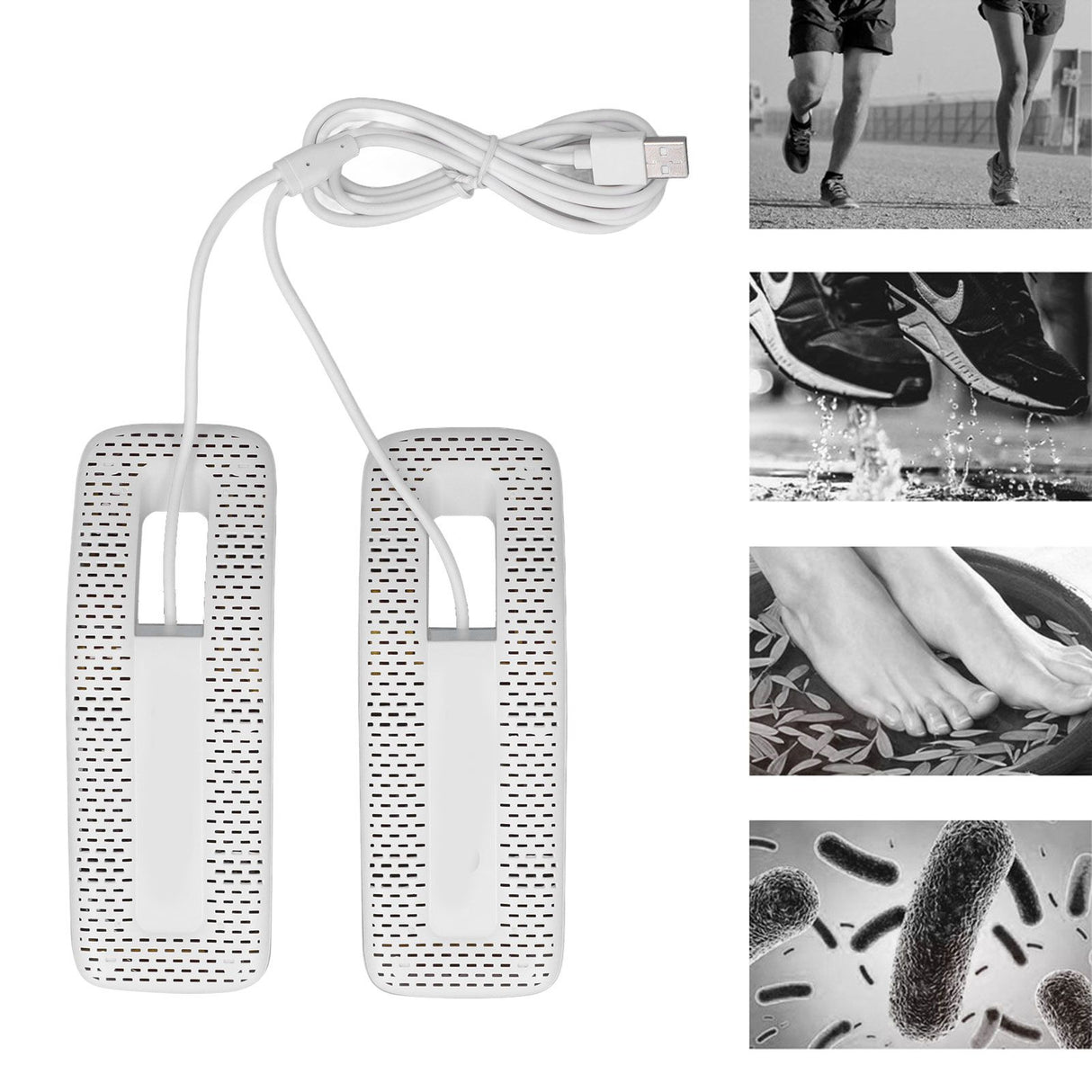 Shoe Deodorizer Dryer Portable USB Electric Shoes Dryer for Gloves Socks Jewelry Box White
