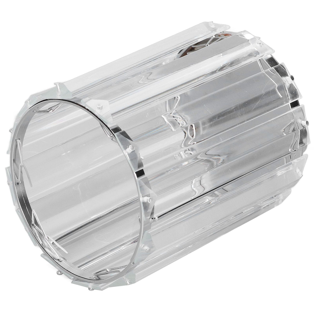 Cosmetic Brush Holder Transparent Glass Round Decorative Desktop Pen Storage Organizer BoxSilver