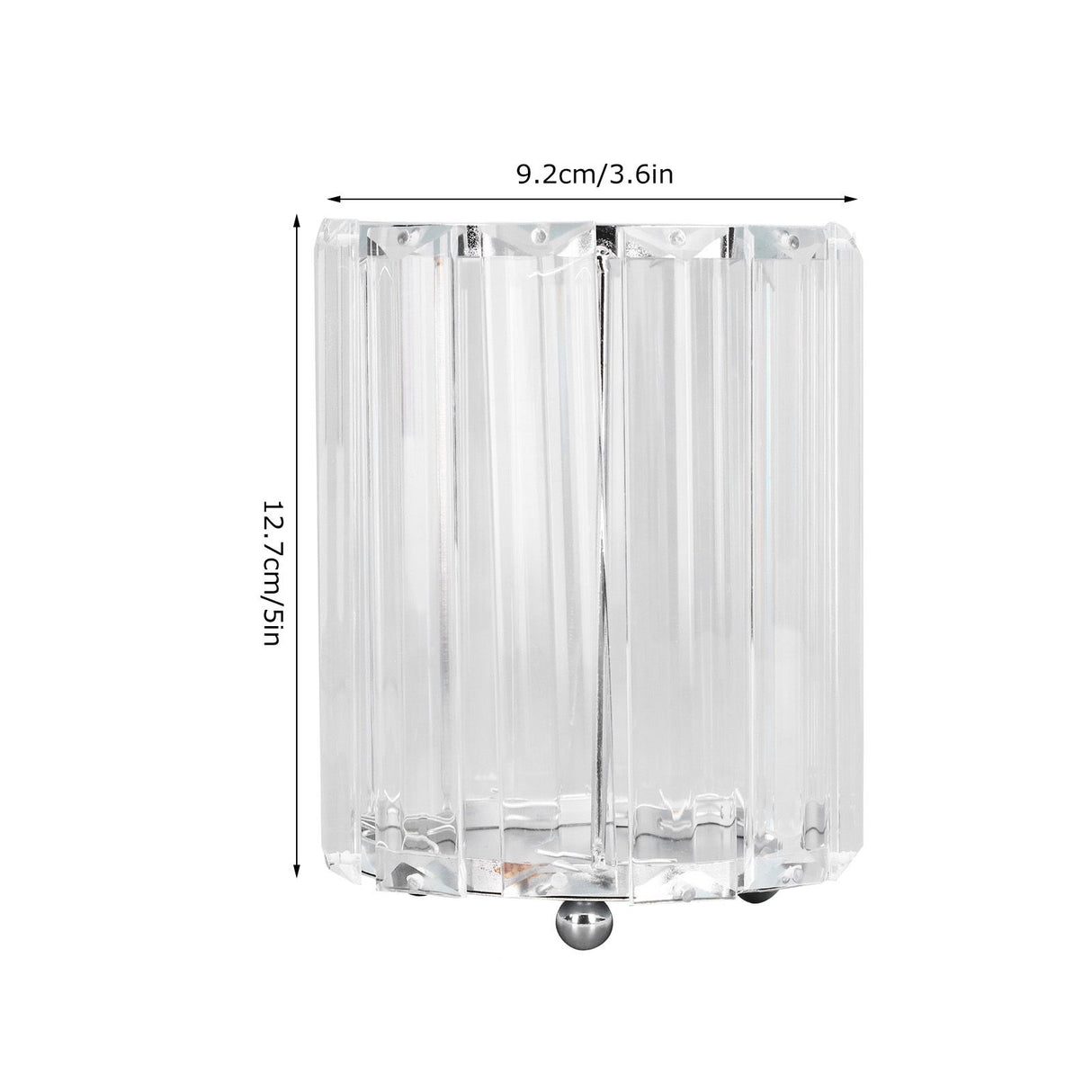 Cosmetic Brush Holder Transparent Glass Round Decorative Desktop Pen Storage Organizer BoxSilver