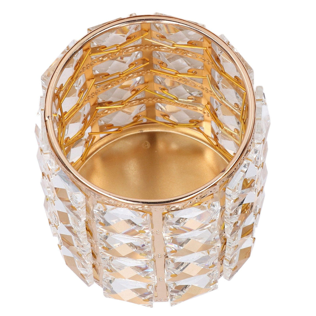 Crystal Makeup Brush Holder European Style Rounded Crystal Glass Cosmetic OrganizerGold