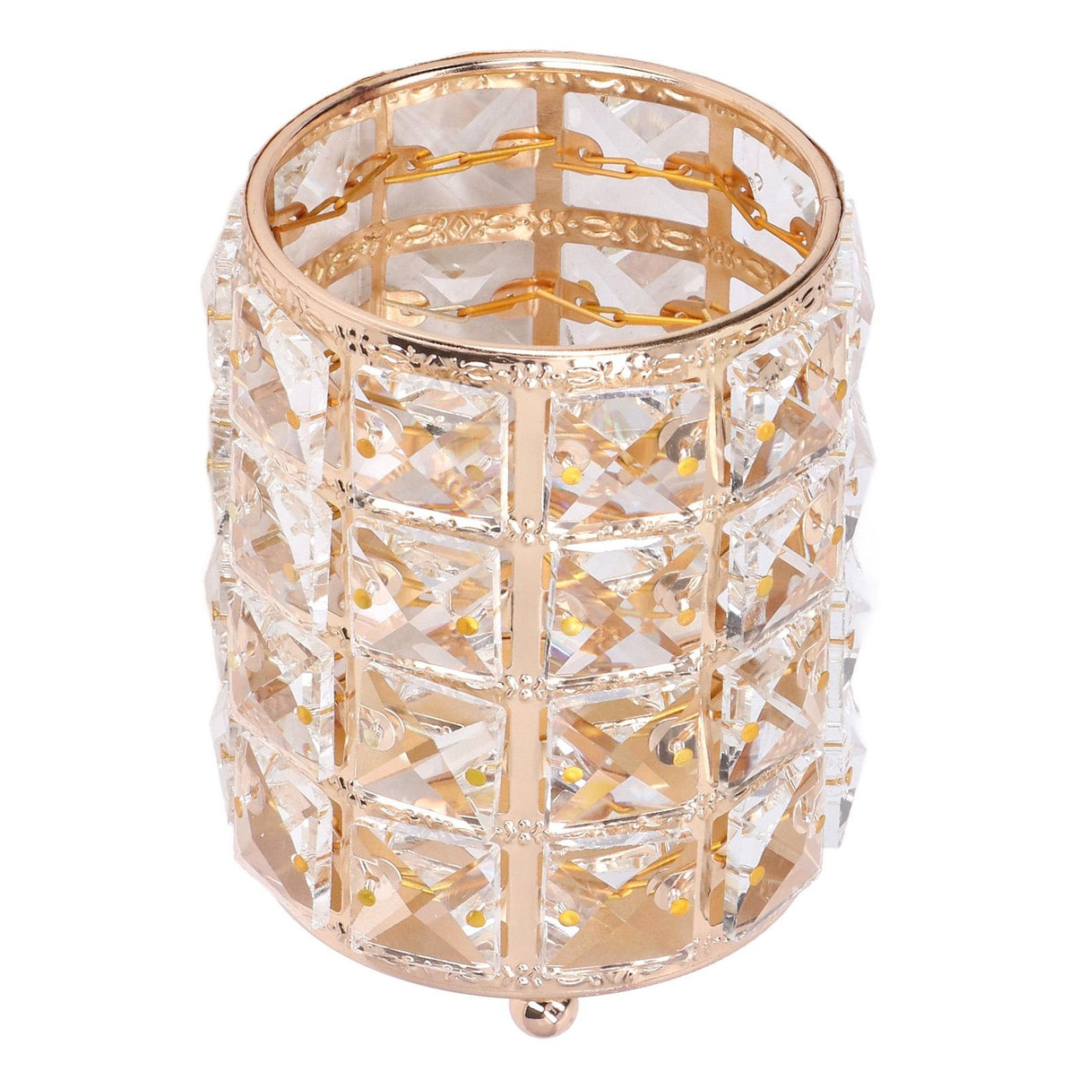 Crystal Makeup Brush Holder European Style Rounded Crystal Glass Cosmetic OrganizerGold