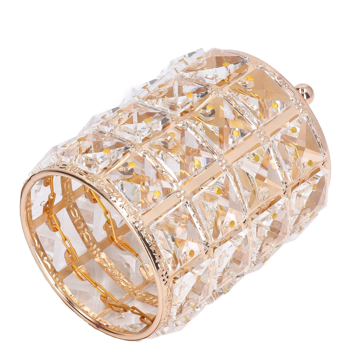 Crystal Makeup Brush Holder European Style Rounded Crystal Glass Cosmetic OrganizerGold