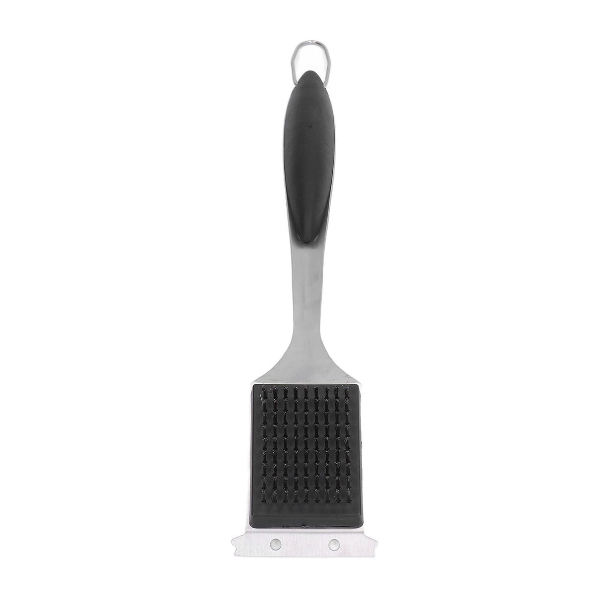 Barbecue Grill Brush Scraper Long Handle Stainless Steel Silver No Scratch Cleaning Portable for BBQ Grilling
