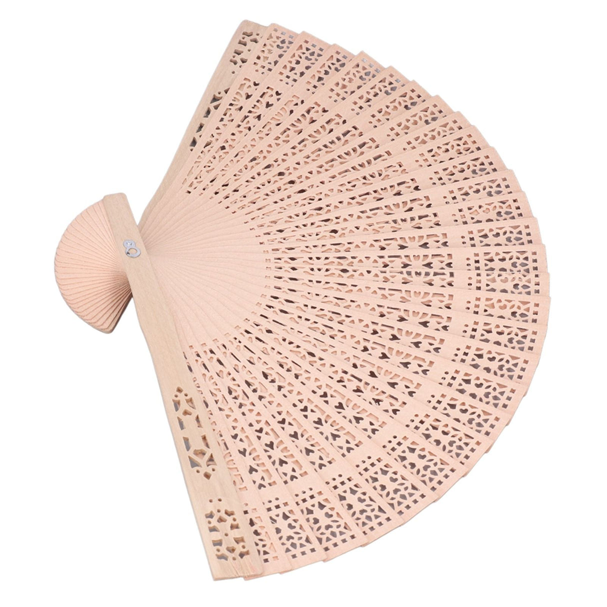 12Pcs Wooden Hand Fans Chinese Style Hollow Folding Handheld Fan for Wedding Gift Party DIY Decoration