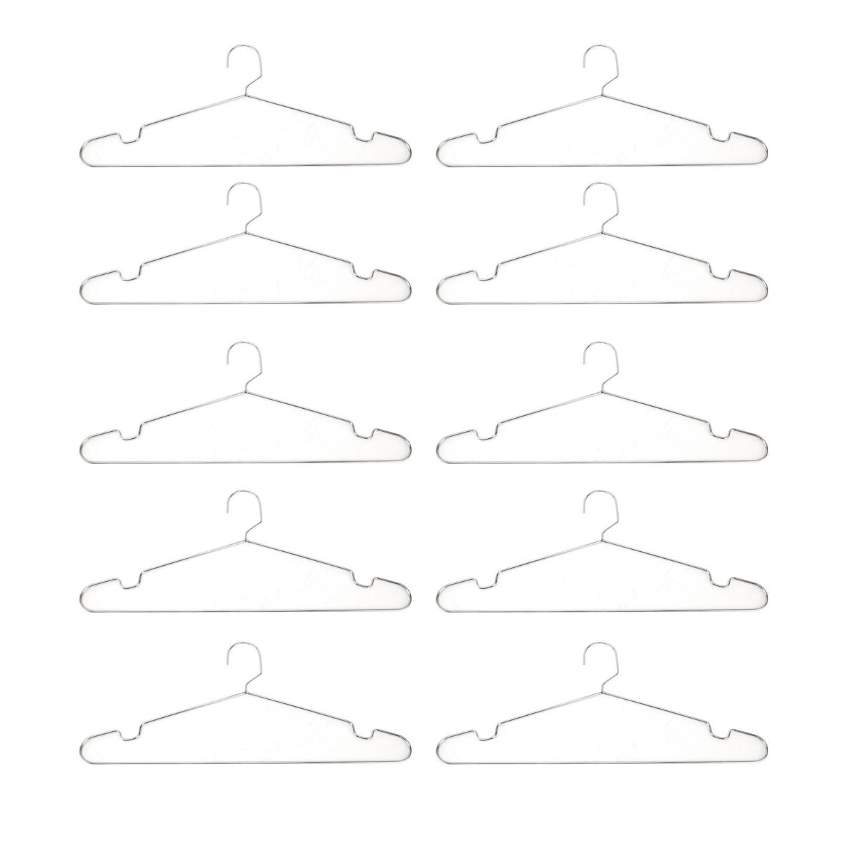 10pcs Clothes Hangers Stainless Steel Heavy Duty Prevent Slip Space Saving Coat Drying Hangers