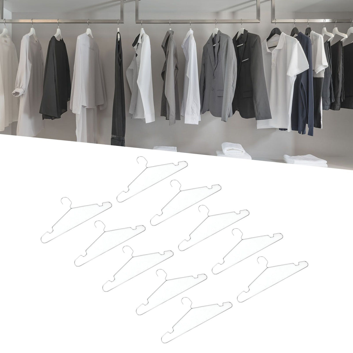 10pcs Clothes Hangers Stainless Steel Heavy Duty Prevent Slip Space Saving Coat Drying Hangers