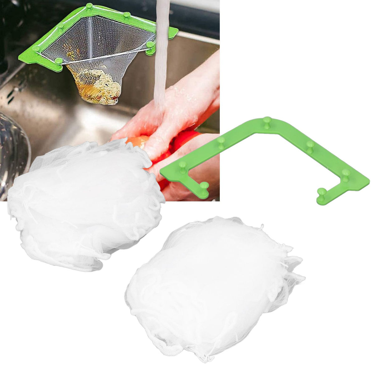 Hanging Net Drain Basket Fine Net Triangular Sink Garbage Storage Rack for Kitchen Garbage