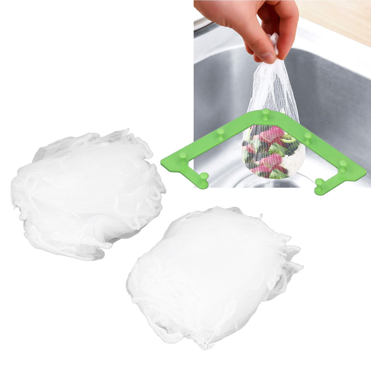 Hanging Net Drain Basket Fine Net Triangular Sink Garbage Storage Rack for Kitchen Garbage