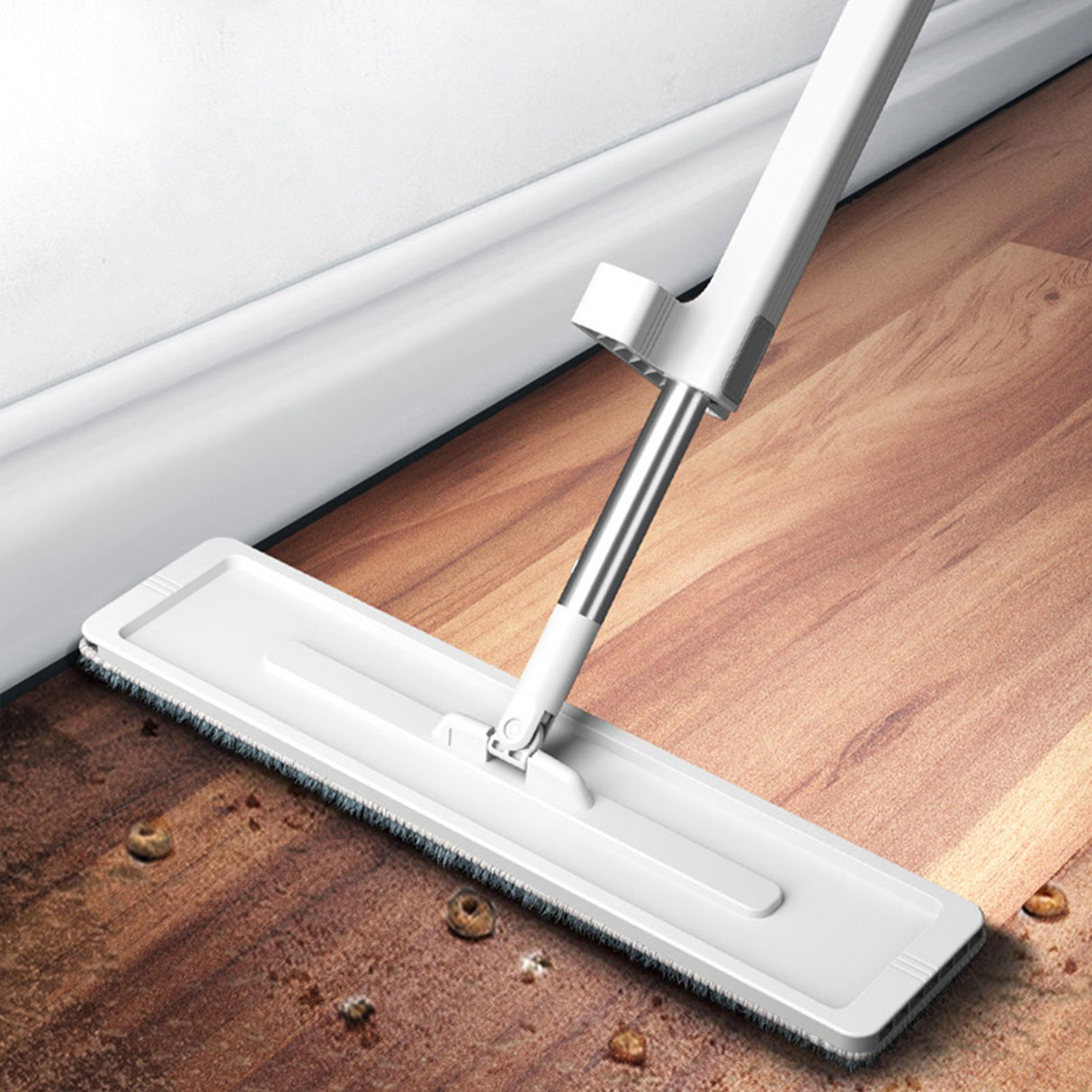 Microfiber Flat Mop Hand Wash Free Long Handle Large Flat Mop Dry Wet Use Floor Cleaning Tool White 36 Plate Set with 1 Cloth