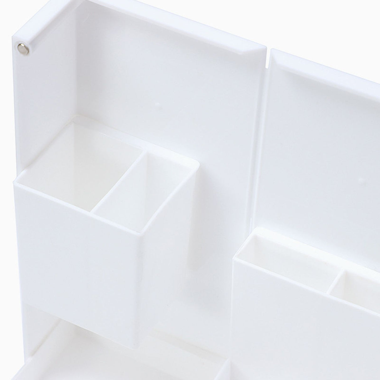 Folding Standable Stationery Box Office Pencil Holder Desktop Magnetic Plastic Makeup Case White
