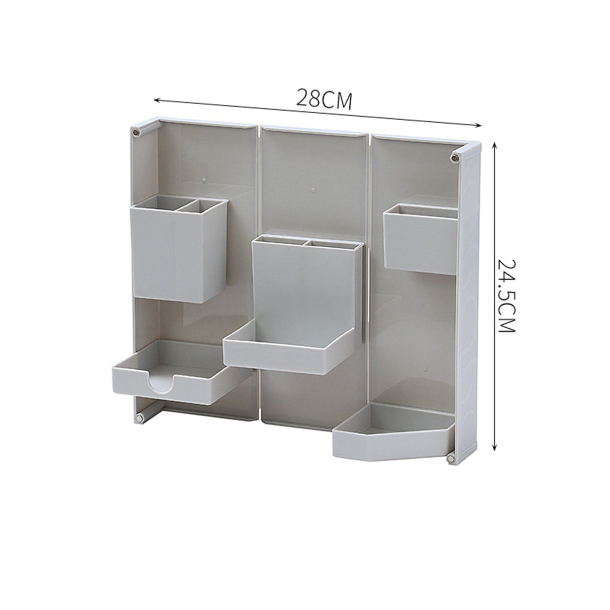 Folding Standable Stationery Box Office Pencil Holder Desktop Magnetic Plastic Makeup Case Gray