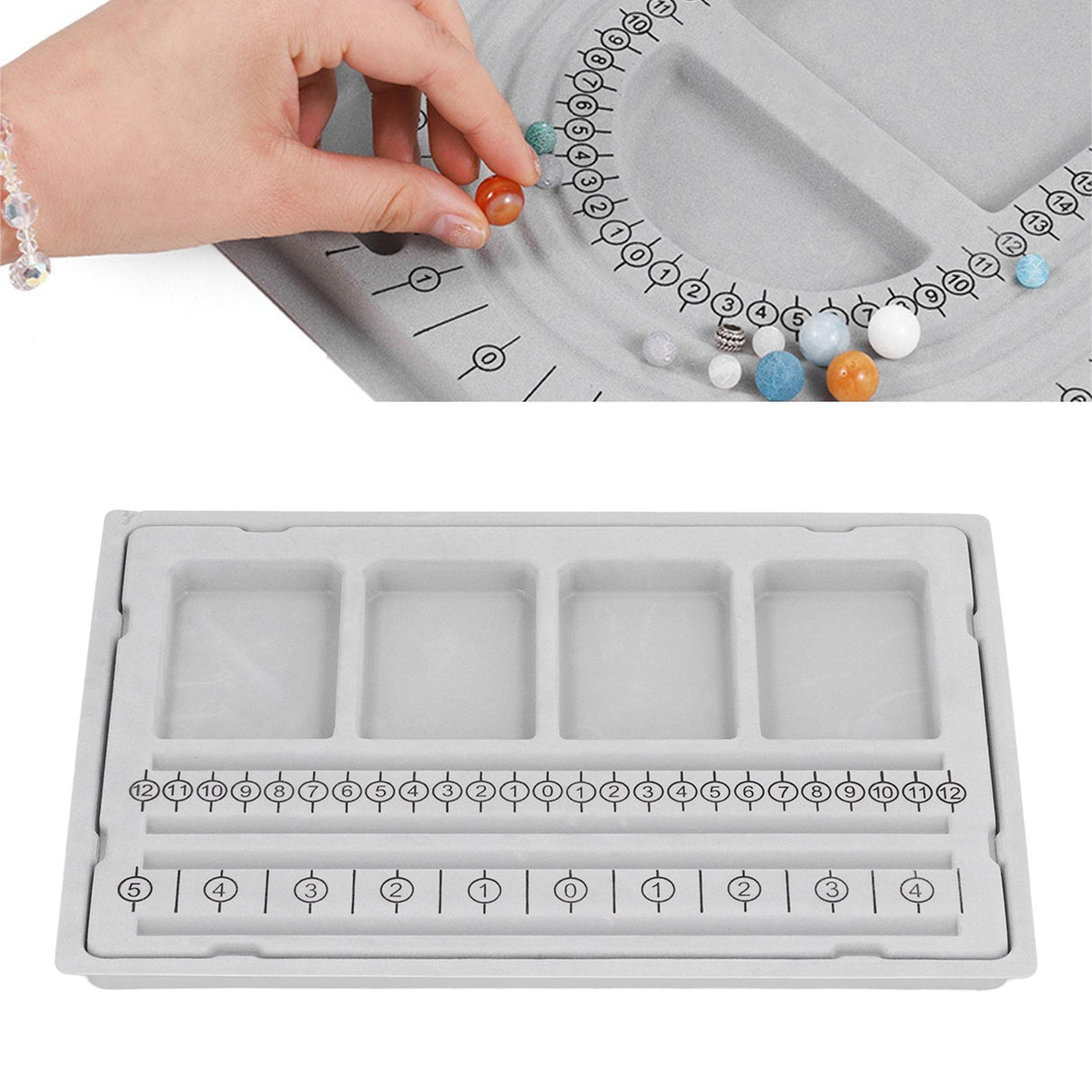 Beaded Measuring Board 4 Straight Channels 4 Recessed Compartments Bead Design Board for Creating Bracelets Necklaces