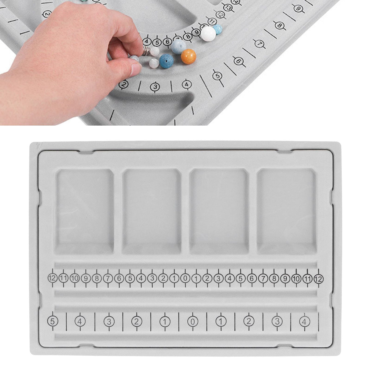 Beaded Measuring Board 4 Straight Channels 4 Recessed Compartments Bead Design Board for Creating Bracelets Necklaces