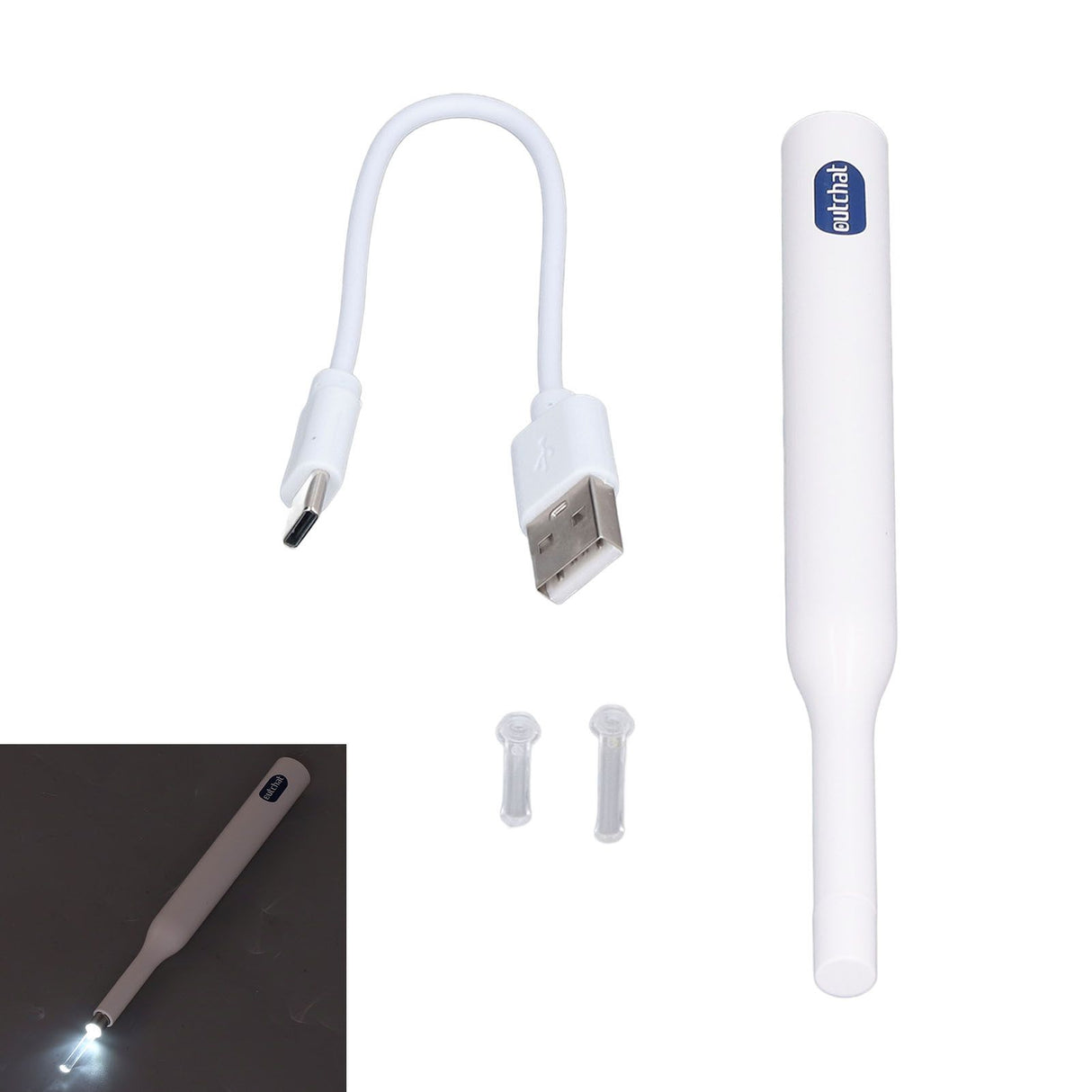 Wireless Otoscope 2.4Ghz Wireless 360 Degrees Wide Angle Lens 20fps CMOS Type C Charging Ear Scope for Home Hospital A