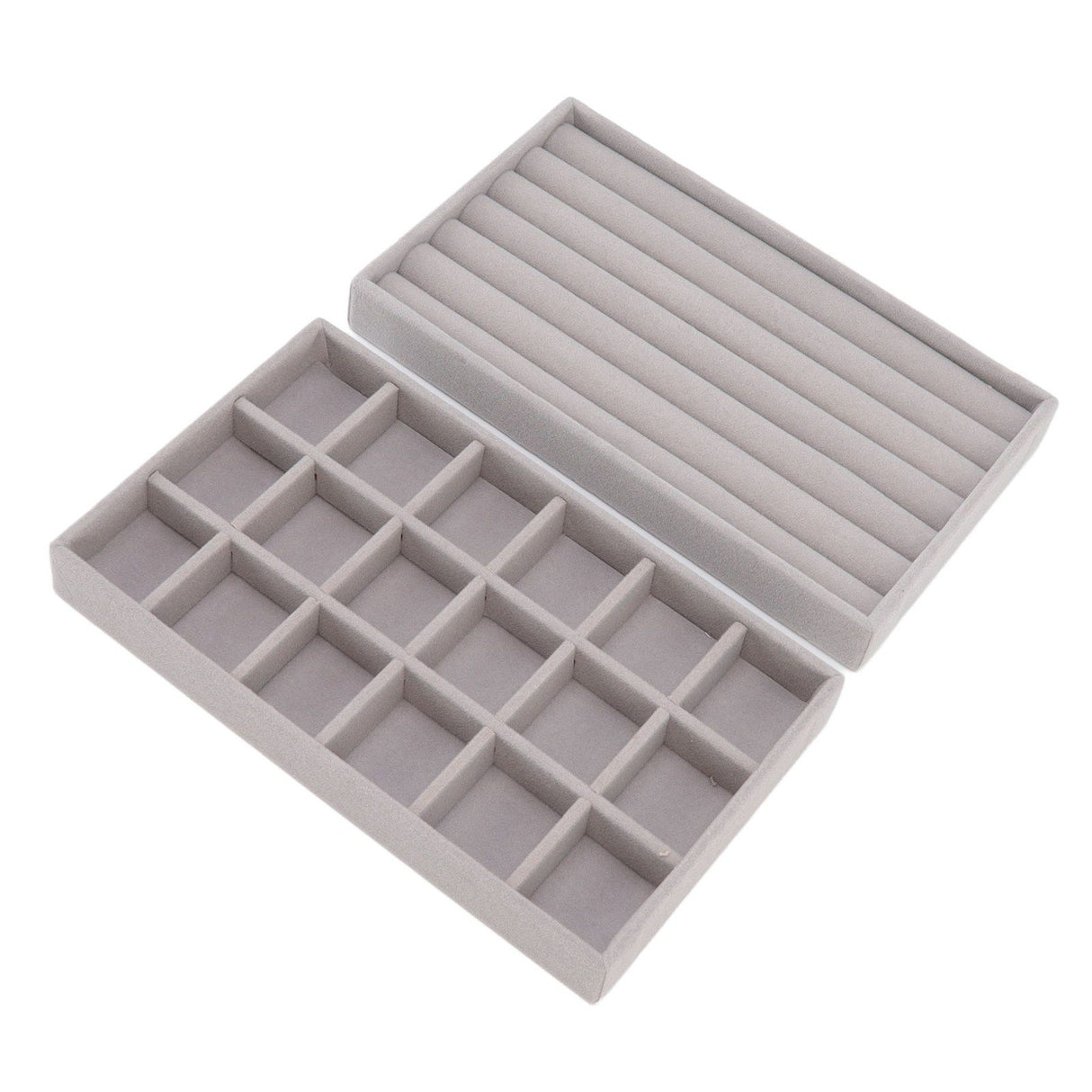 Jewelry Storage Box Various Grid Space Saving Flocked Cloth Jewelry Selection Display Storage Box for Girls