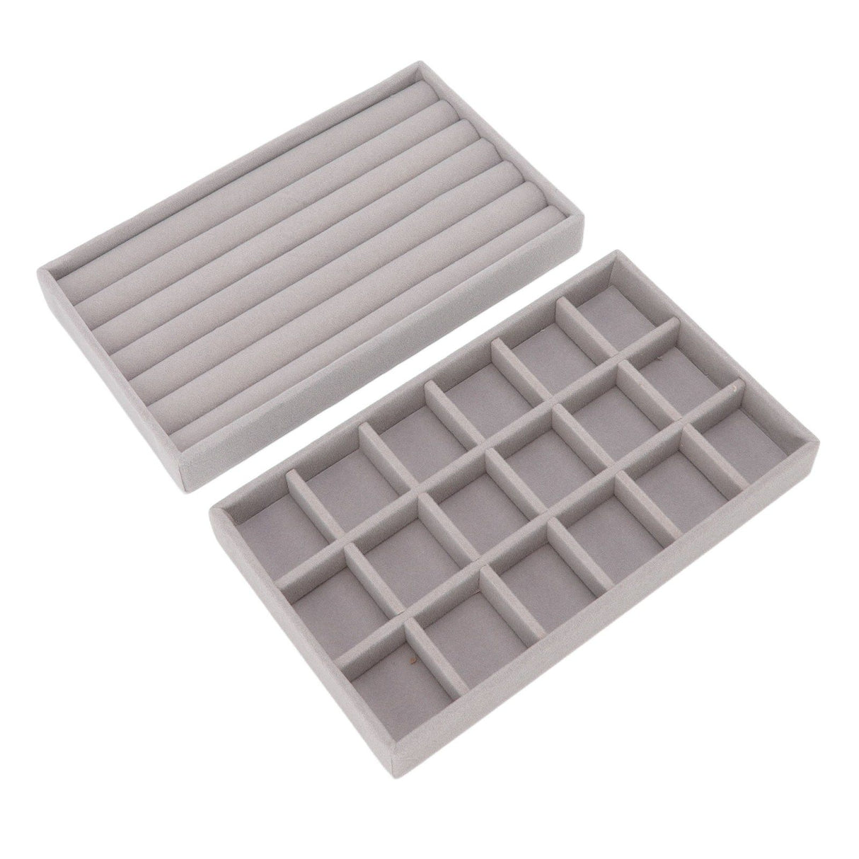 Jewelry Storage Box Various Grid Space Saving Flocked Cloth Jewelry Selection Display Storage Box for Girls