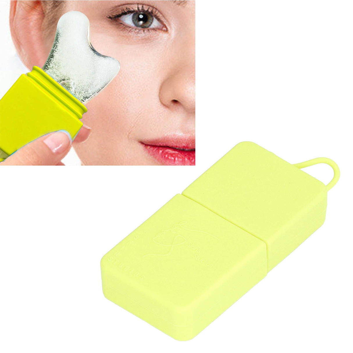 Ice Face Eye Roller Silicone Face Massage Ice Cube Roller Mold Skin Care Beauty Tool Fluorescent Yellow
