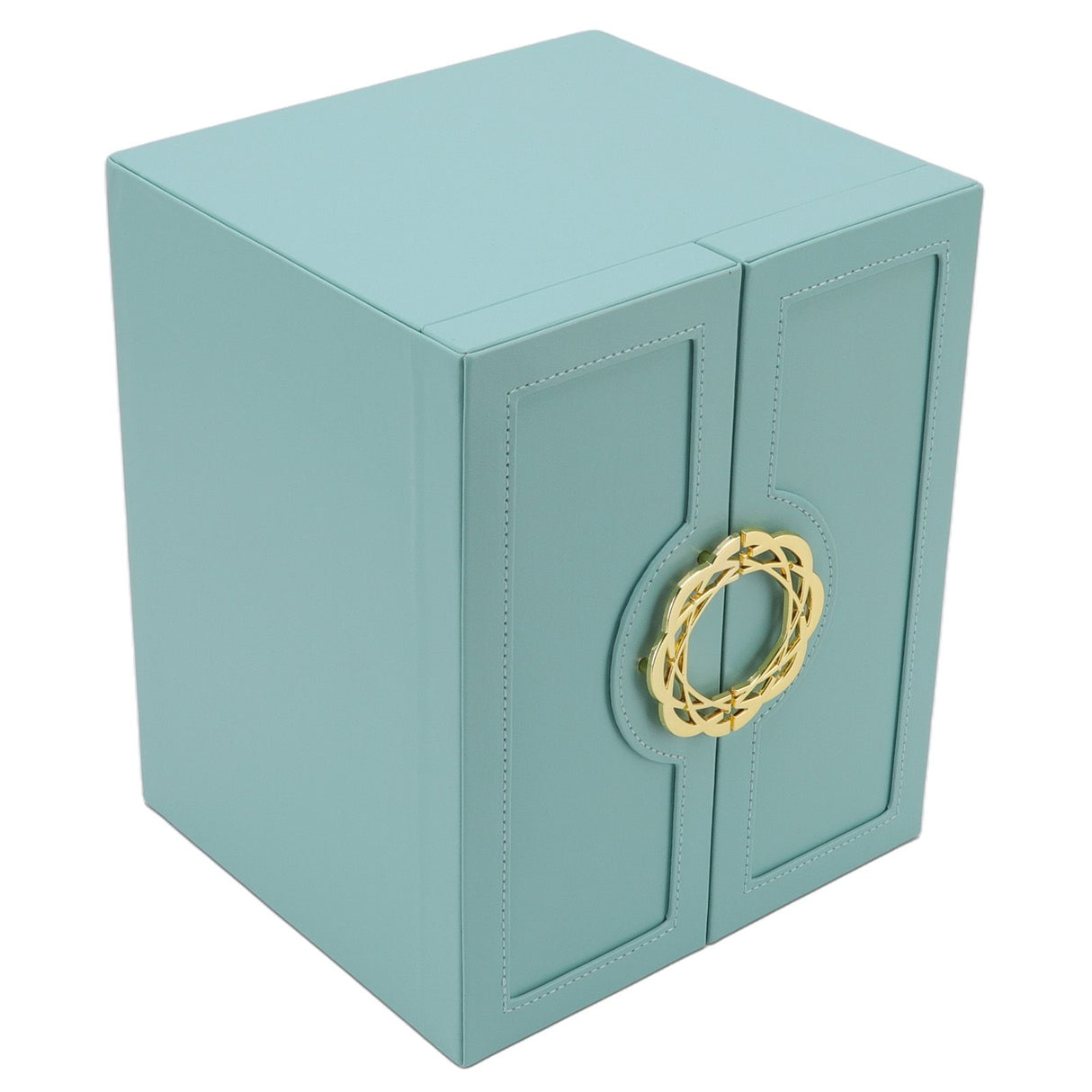 Jewelry Storage Box Leather Double Door Green European Style Storage Case for Necklace Earring Watch Bracelet