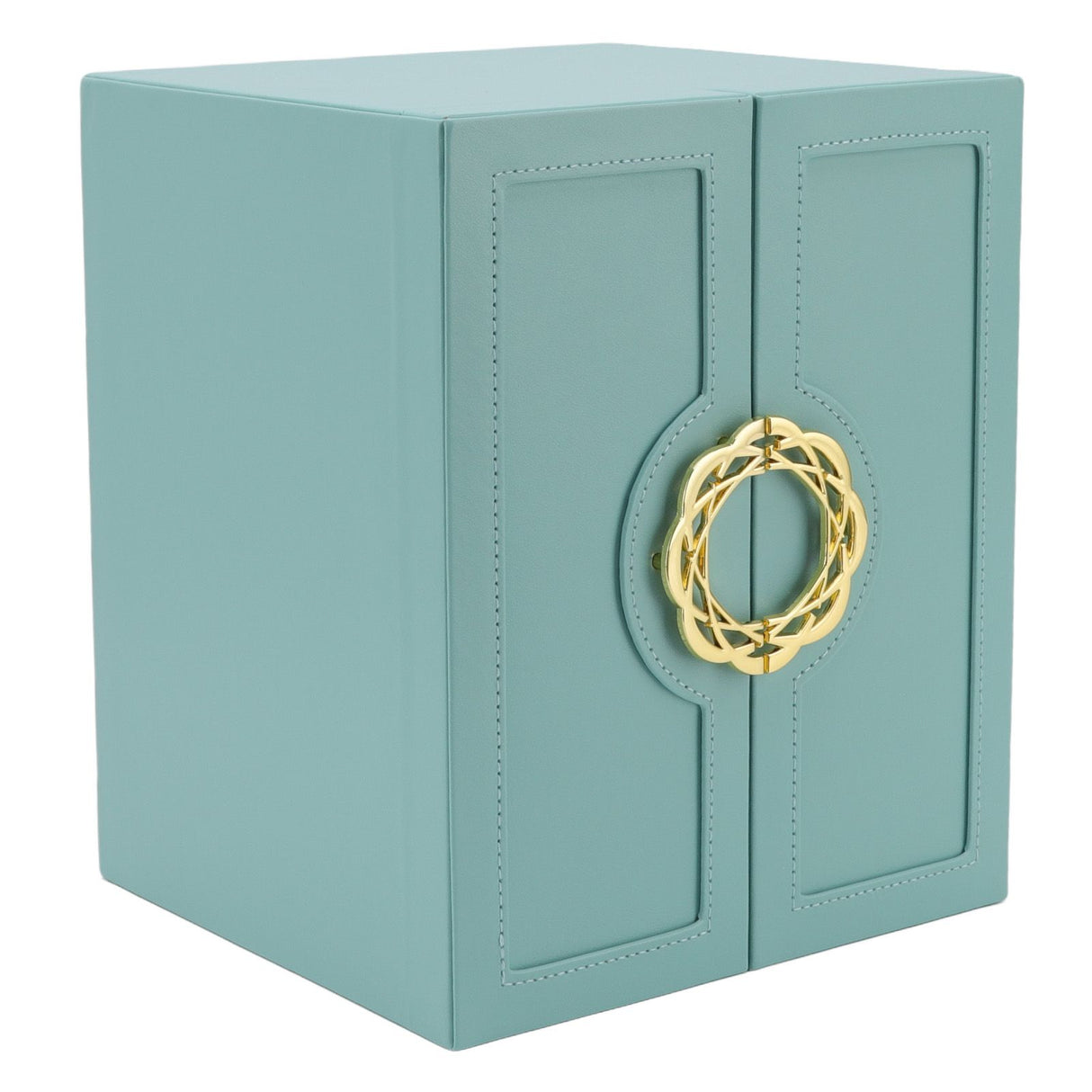 Jewelry Storage Box Leather Double Door Green European Style Storage Case for Necklace Earring Watch Bracelet