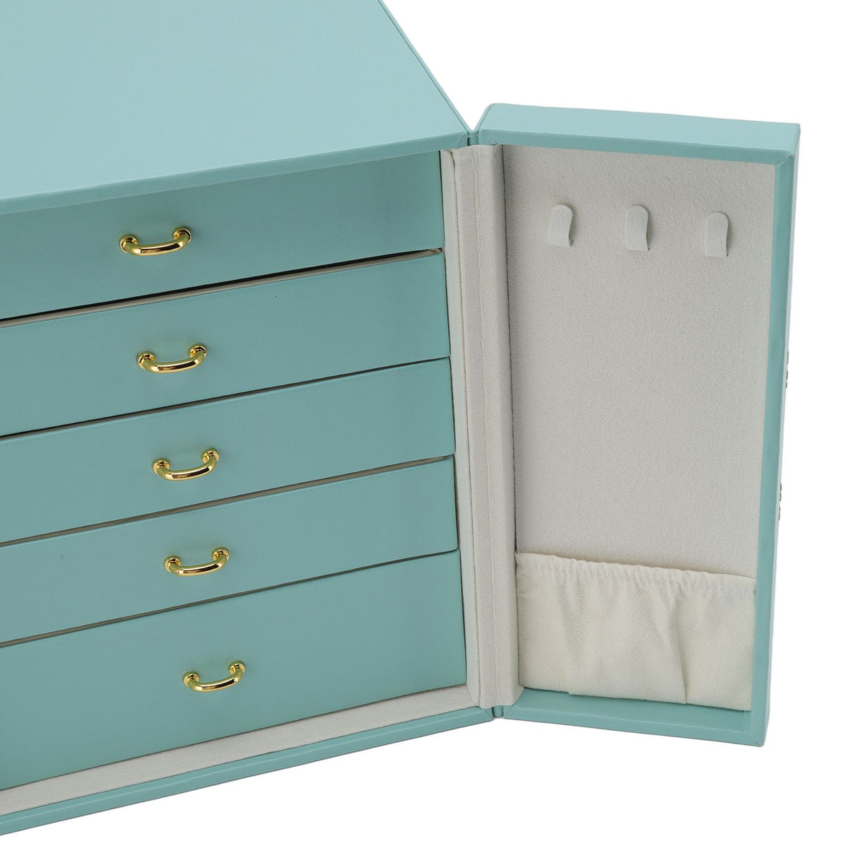 Jewelry Storage Box Leather Double Door Green European Style Storage Case for Necklace Earring Watch Bracelet