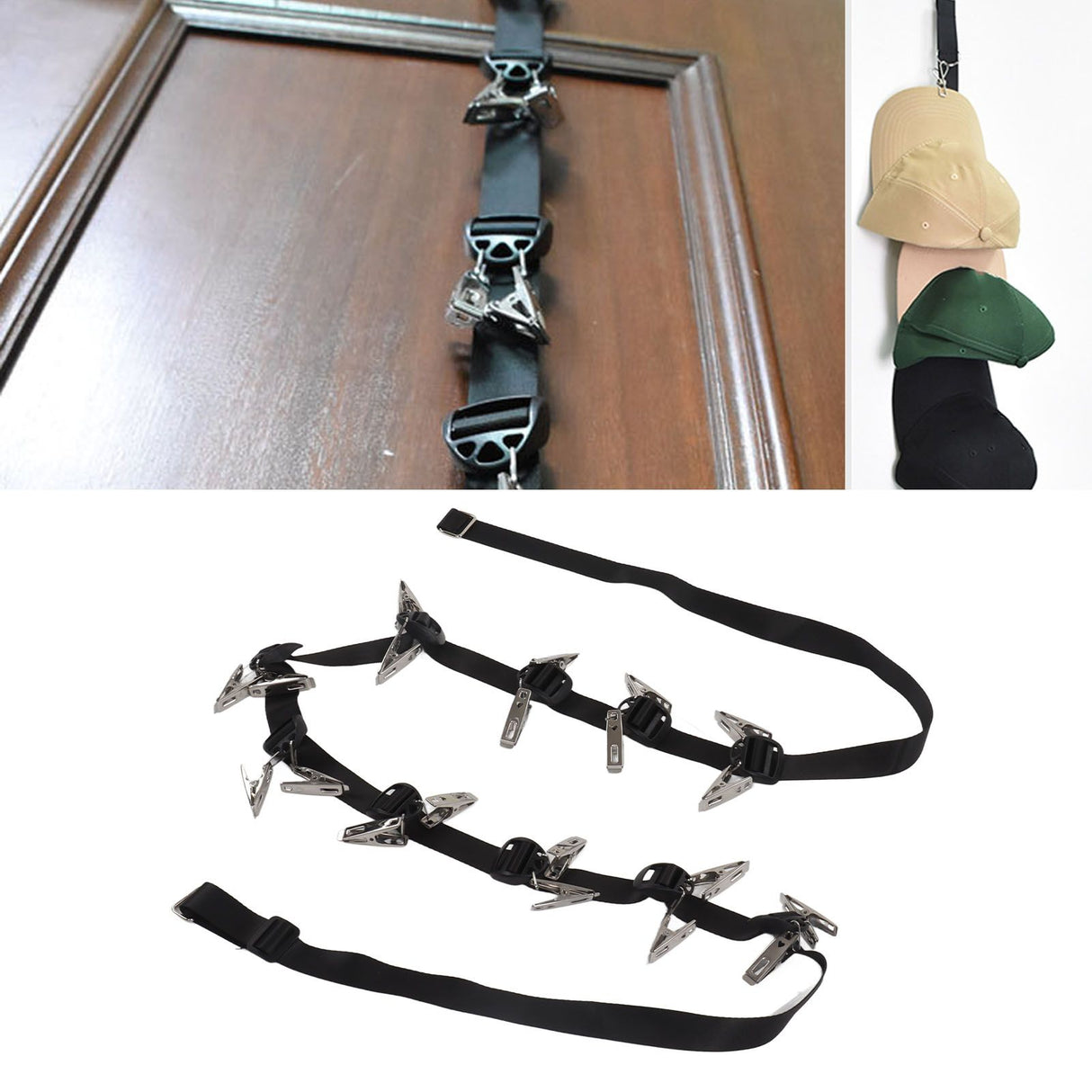 Hat Rack Stainless Steel Wall Mounted Practical Hat Organizer for Home Door Black