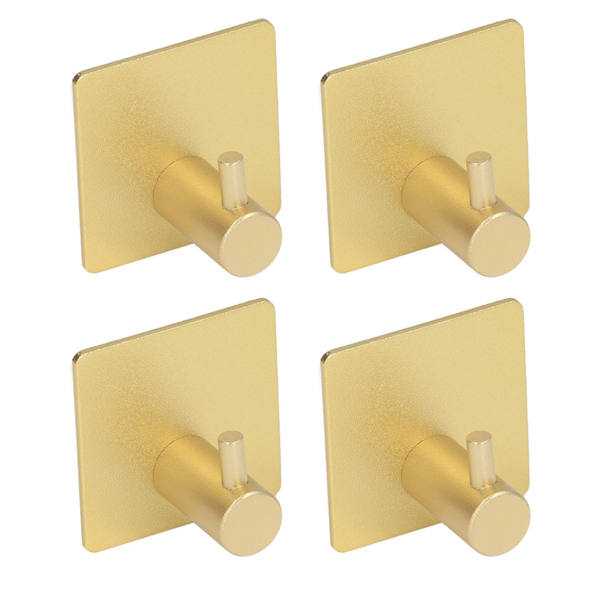 4pcs Towel Hook Aluminum Rustproof Waterproof Heavy Duty Adhesive Wall Hook for Hanging Coat Hat Towel Robe Golden