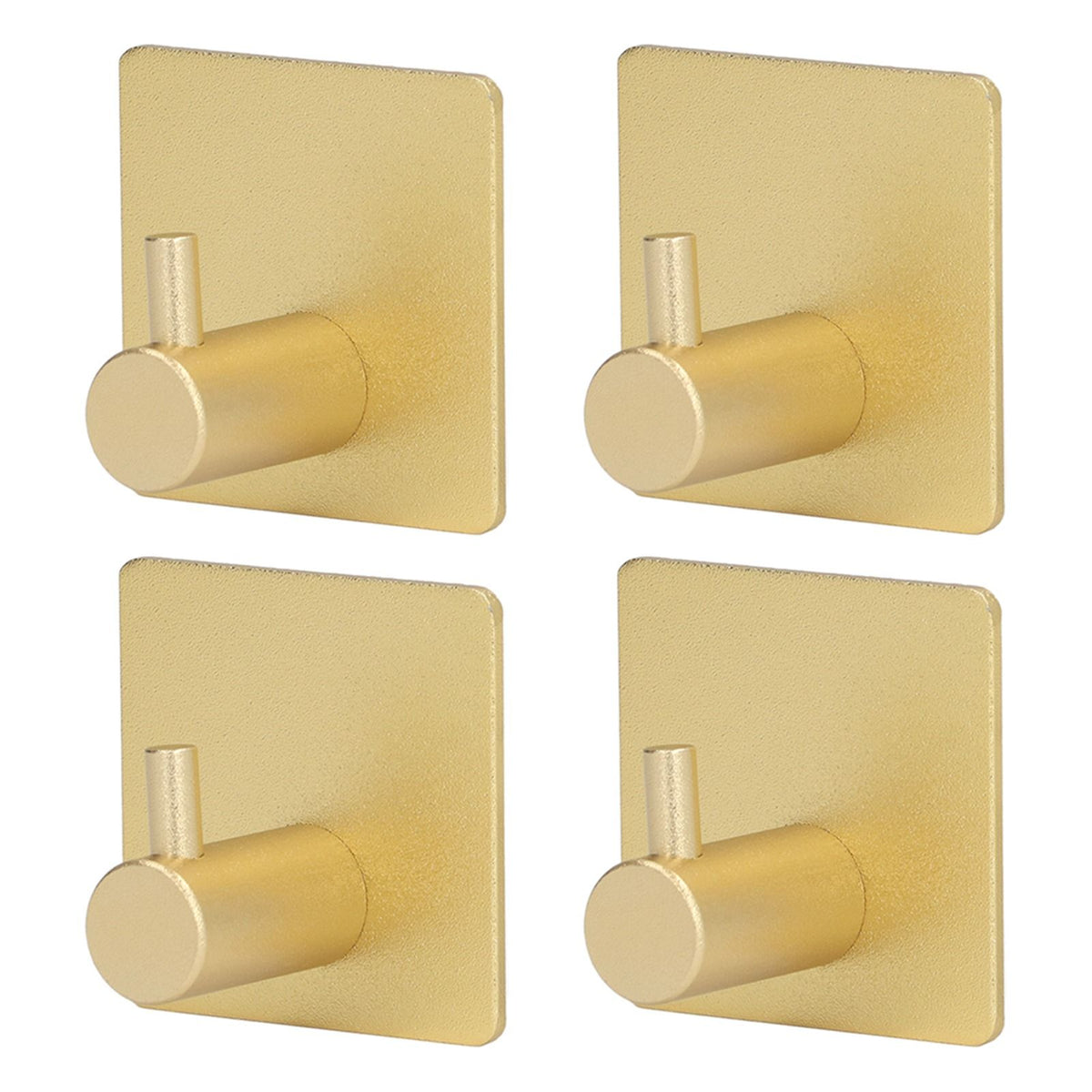 4pcs Towel Hook Aluminum Rustproof Waterproof Heavy Duty Adhesive Wall Hook for Hanging Coat Hat Towel Robe Golden