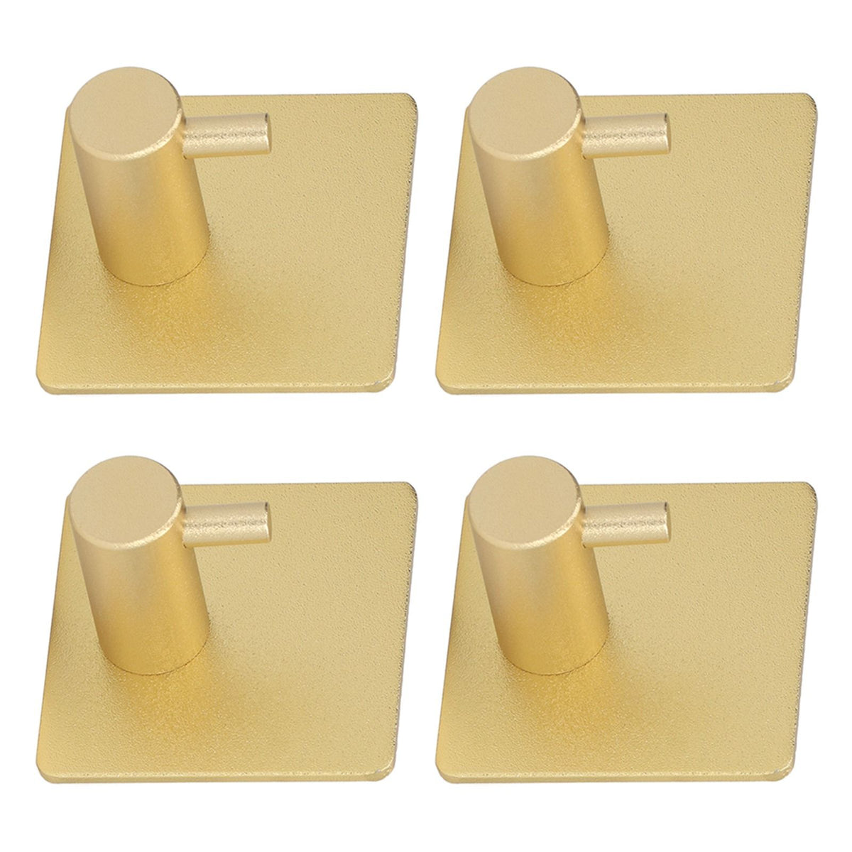 4pcs Towel Hook Aluminum Rustproof Waterproof Heavy Duty Adhesive Wall Hook for Hanging Coat Hat Towel Robe Golden