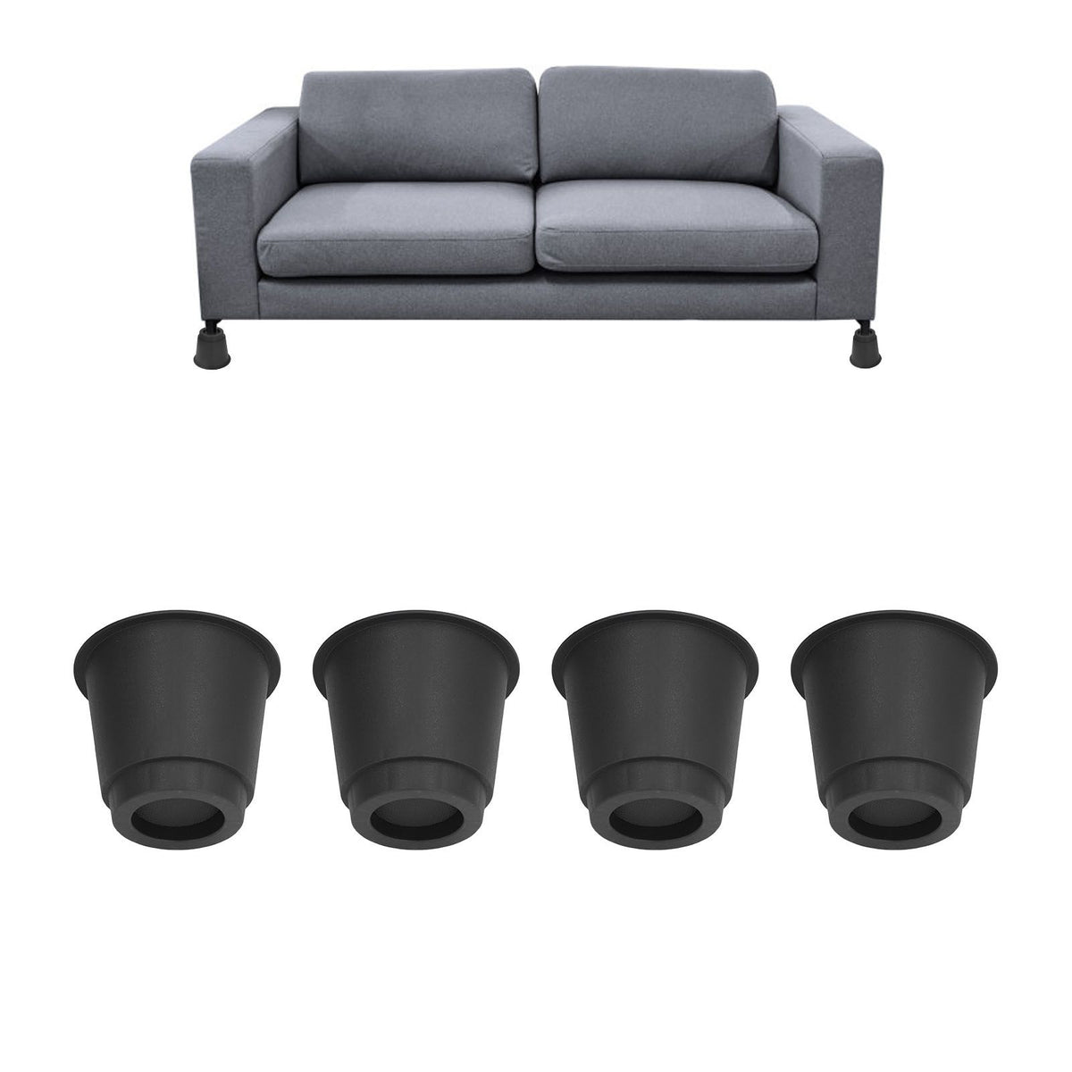 4 Pcs Plastic Furniture Risers 5 Inch Heavy Duty Stackable Circle Bed Lifter for Bed Chair Table Sofa Black