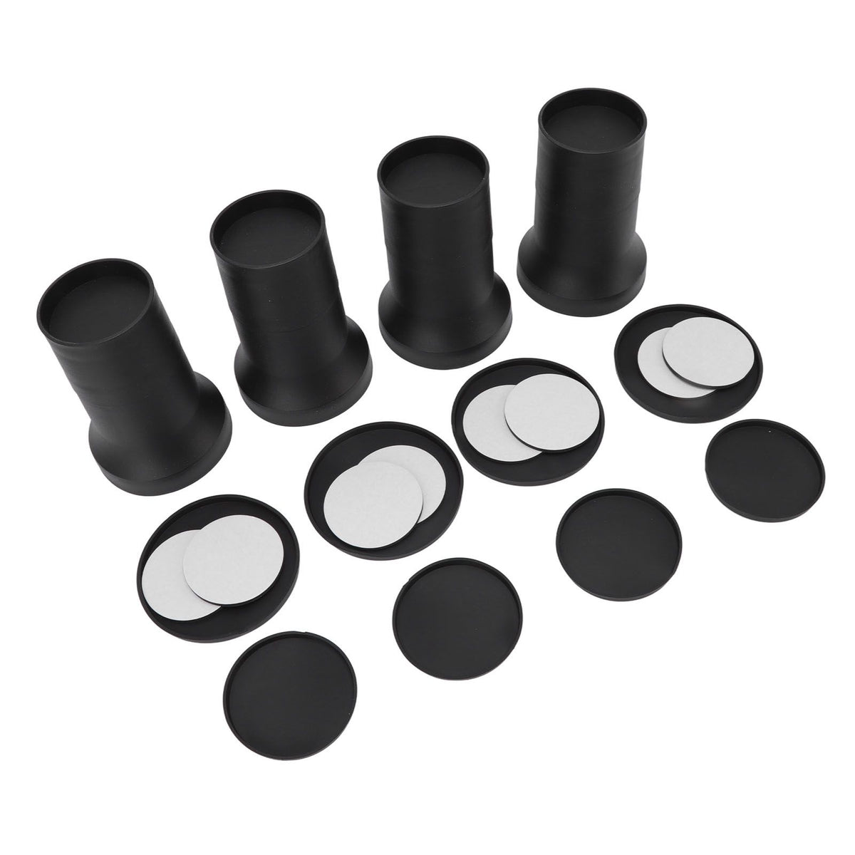 4pcs Round Furniture Lifters with Rubber Non Slip Pads Plastic Bed and Furniture Raisers Set