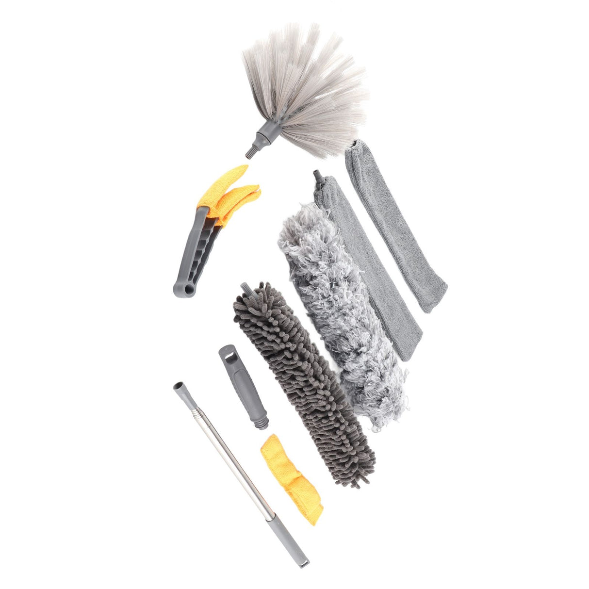 9pcs Microfiber Duster Kit Extendable Feather Duster House Cleaning Tool for Ceiling Fan Car