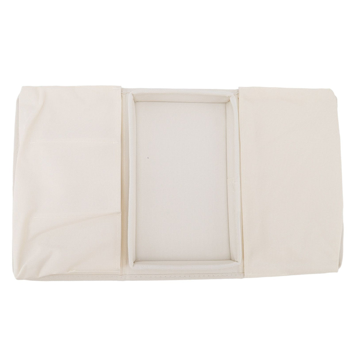 Sofa Tray Folding Arm Storage Holder Table 600D Oxford Cloth Side Pockets for Couch Beige