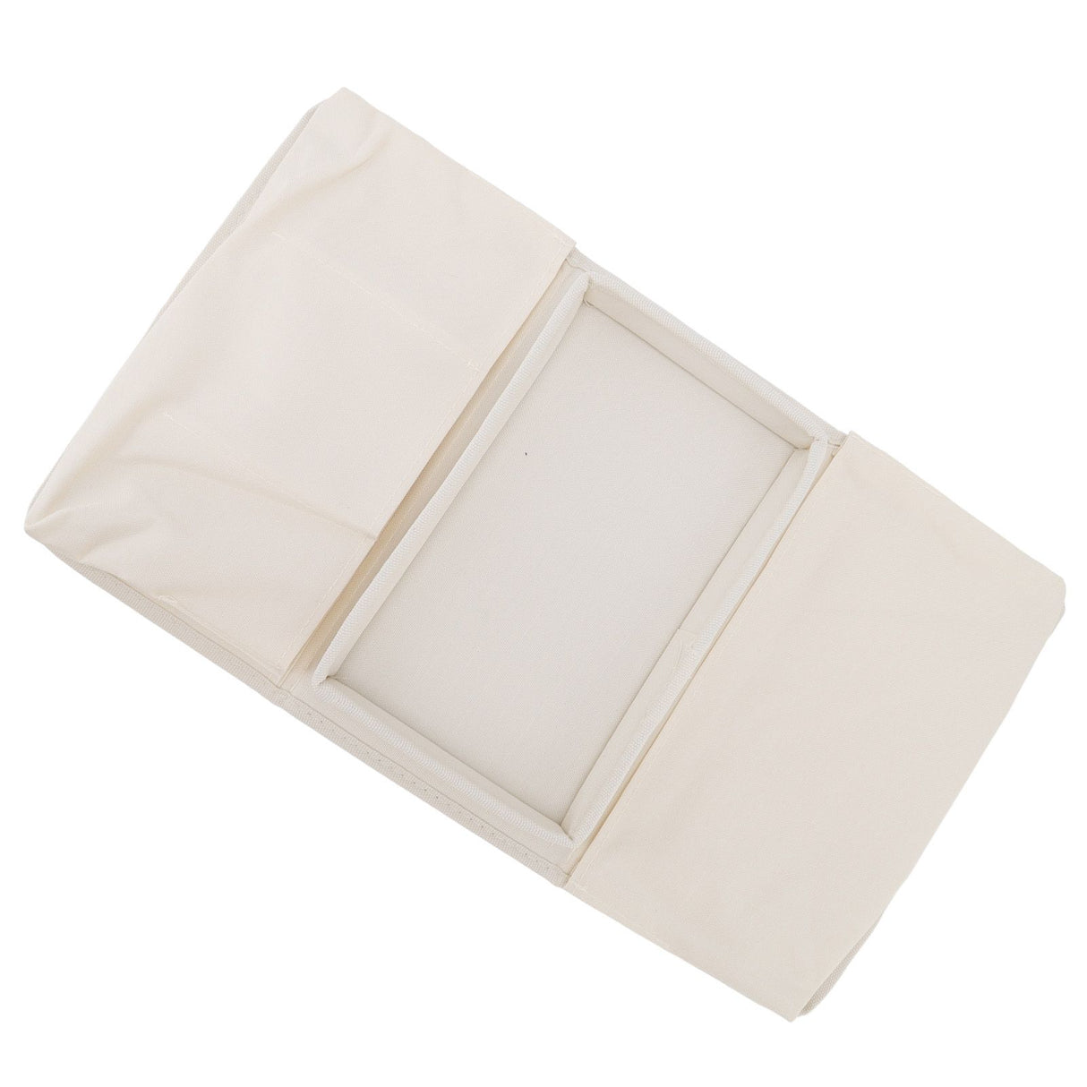 Sofa Tray Folding Arm Storage Holder Table 600D Oxford Cloth Side Pockets for Couch Beige
