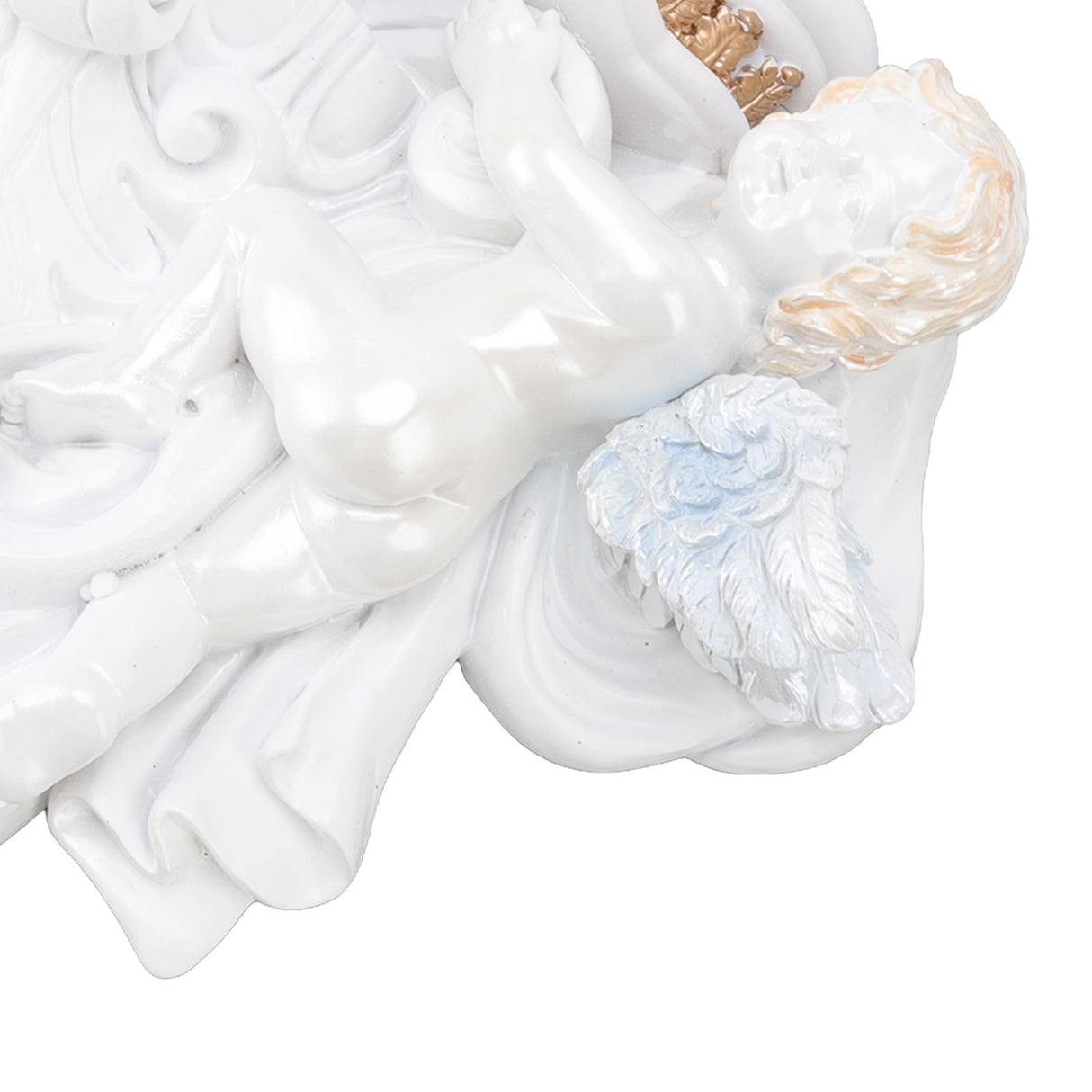 Resin Angel Wall Shelf European Exquisite Beautiful Decoration Rack for Bedroom Living Room Kitchen Pure White Gold