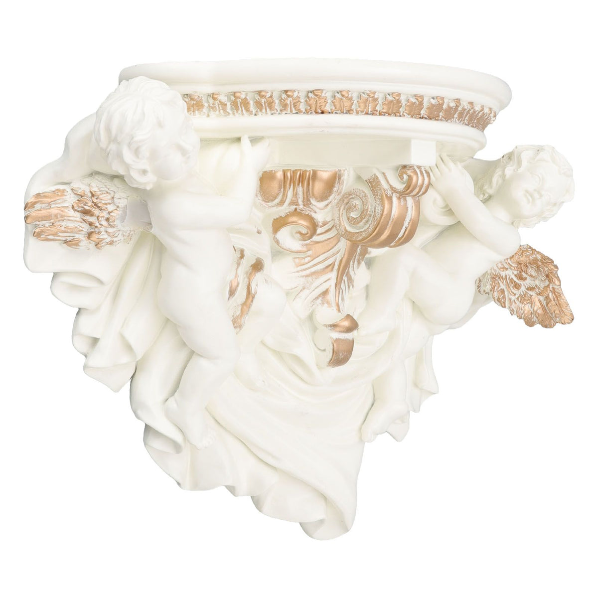 Resin Angel Wall Shelf European Exquisite Beautiful Decoration Rack for Bedroom Living Room Kitchen Beige Gold