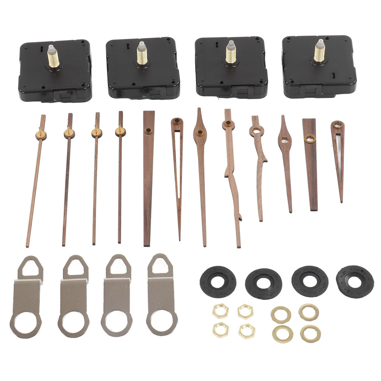 Clock Repairing Replacement Kit with Walnut Wood Hands and Quartz Movement Parts for Watch DIY