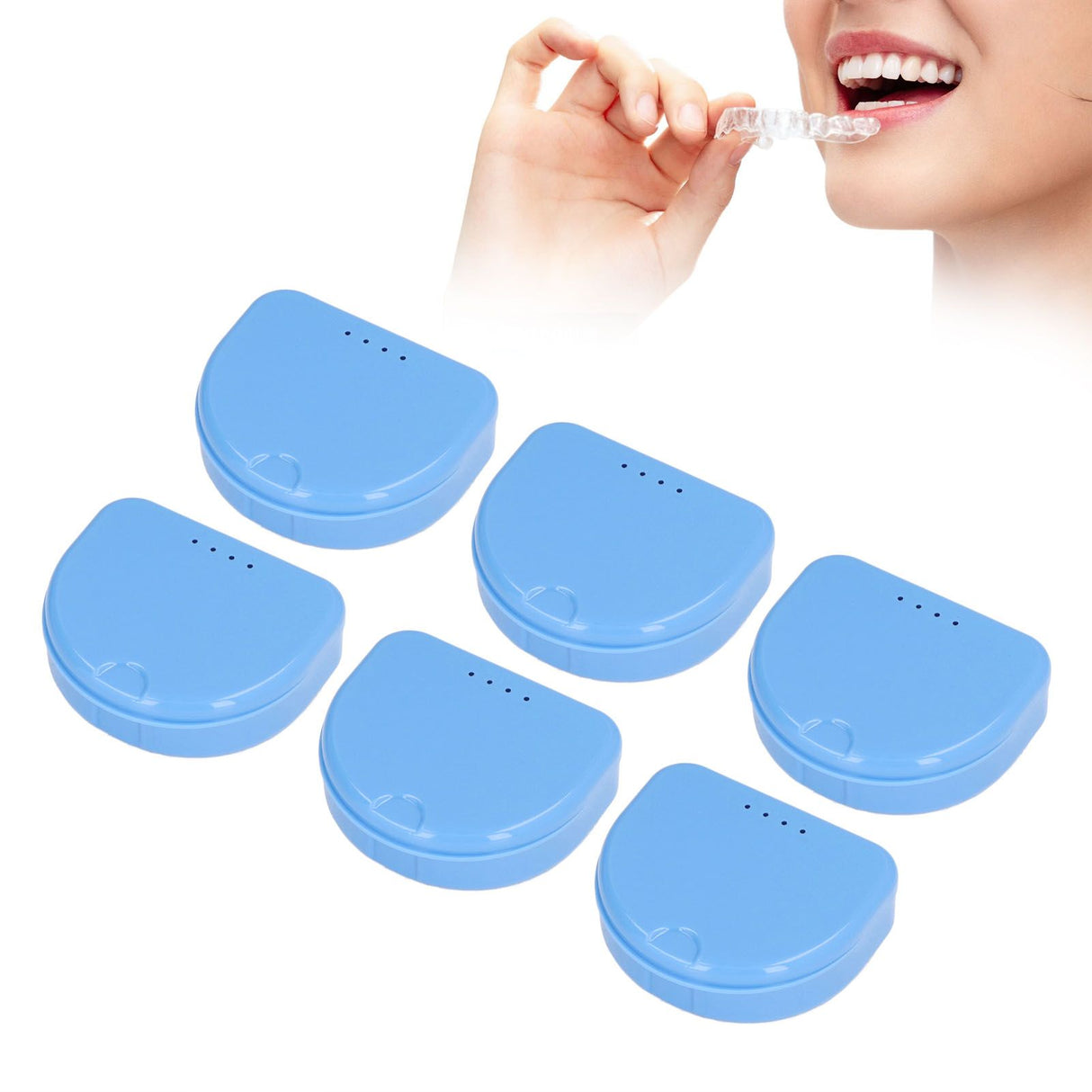 12 Pcs Denture Box Plastic Tooth Dental Orthodontic Retainer Compact Storage Case