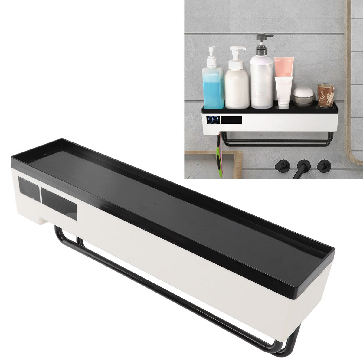 Toothbrush Holder UVC Disinfection 2 in 1 Solar Charging Digital Display Wall Mounted Automatic Toothbrush Sterilizer