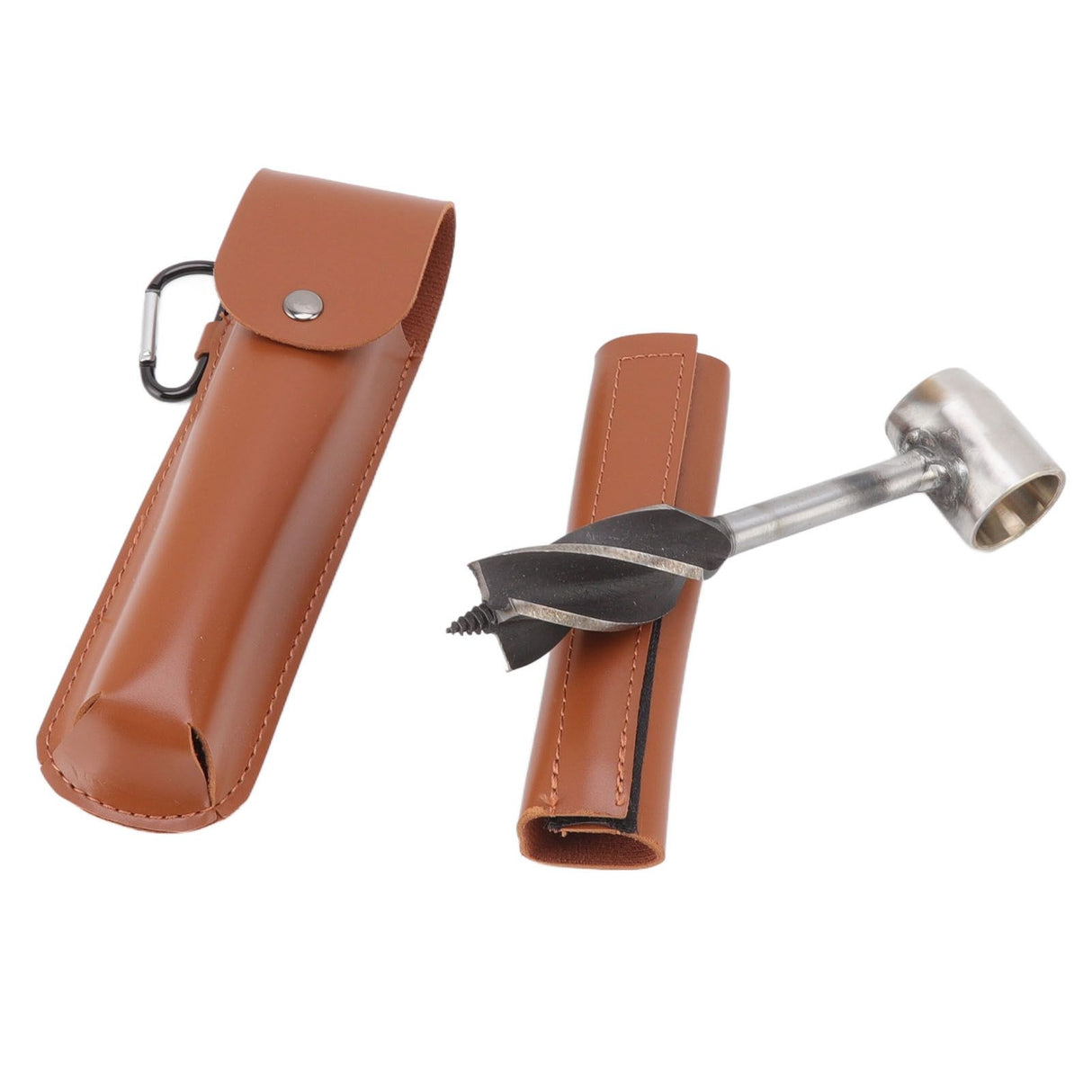 Outdoor Survival Multitool Stainless Steel Hole Drilling Punching Tool with Storage Bag Brown