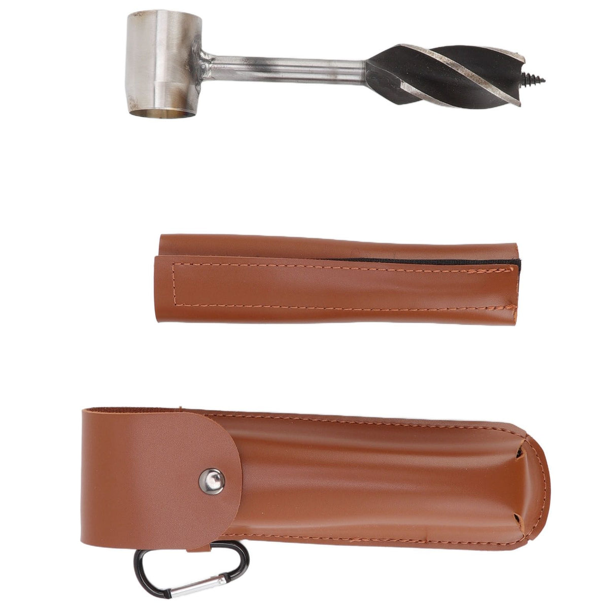 Outdoor Survival Multitool Stainless Steel Hole Drilling Punching Tool with Storage Bag Brown