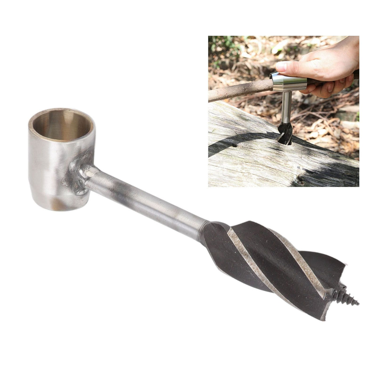 Outdoor Survival Multitool Stainless Steel Hole Drilling Punching Tool with Storage Bag Brown