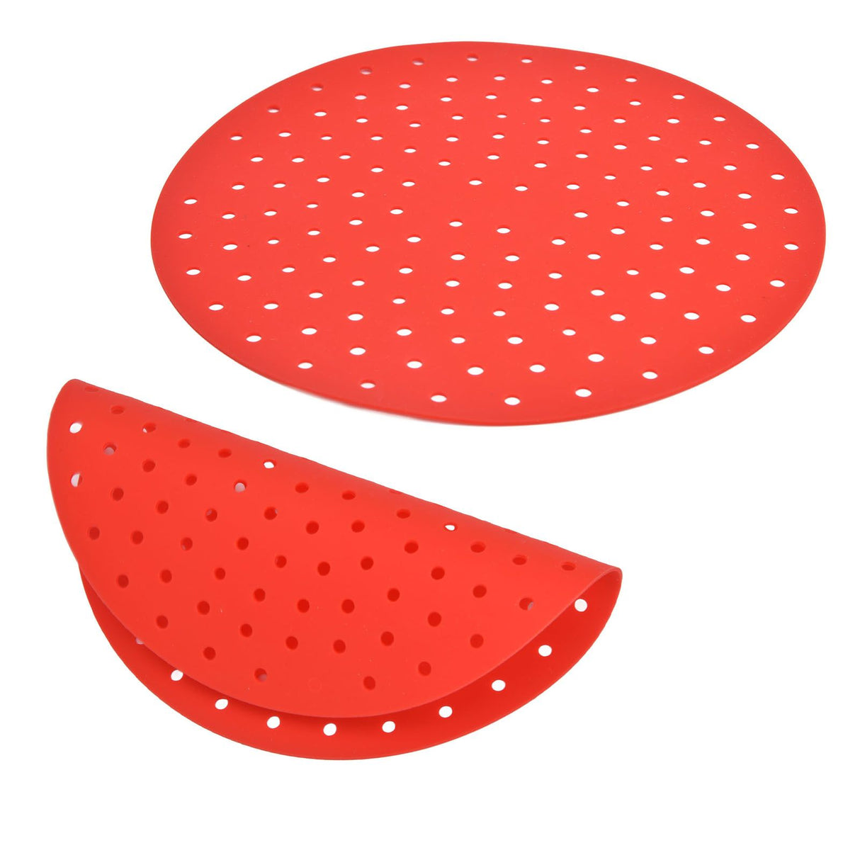 20cm Anti Slip Round Cooking Fryer Mat Anti Sticking Silicone Steamer Liners For KitchenRed