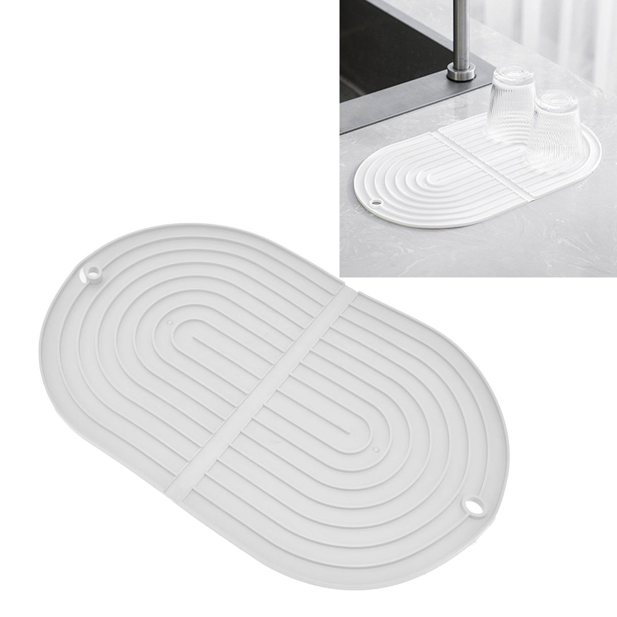Multifunctional Dish Drying Mat Foldable Dish Drying Pad Heat Insulation Cup Pot Mat for KitchenWhite