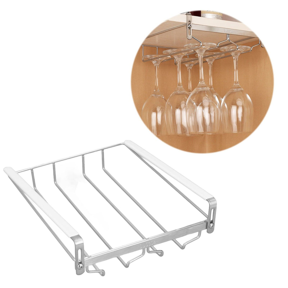 Wine Cup Holder Stainless Steel Non Perforated Tall Wine Glass Holder Hanging Glass Holder